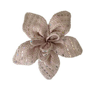 Vintage ST. JOHN Knit Flower Pin Brooch Pale Pink Embellished Paillette Santana